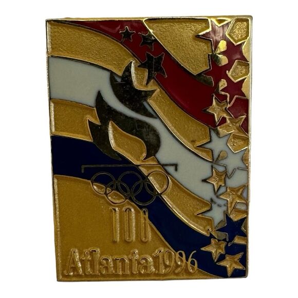 Olympics Jewelry - Vintage Atlanta 1996 Rectangle Olympic Collectable Pin